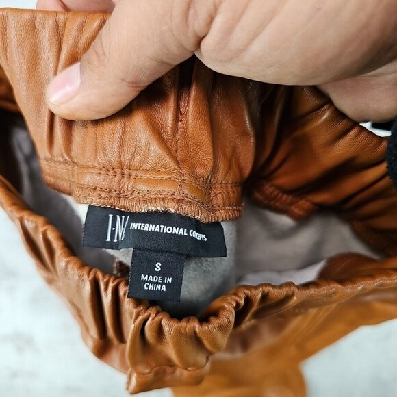 INC International Concepts Faux Leather Jogger Womens S Brown High Rise Pull On - Picture 2 of 10